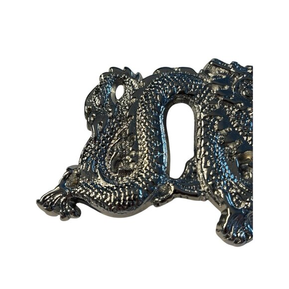 DRAGON FIRE FLAME BREATHING SOLID BRASS CHROME PLATED BARON BELT BUCKLE 1981 - Picture 4 of 16